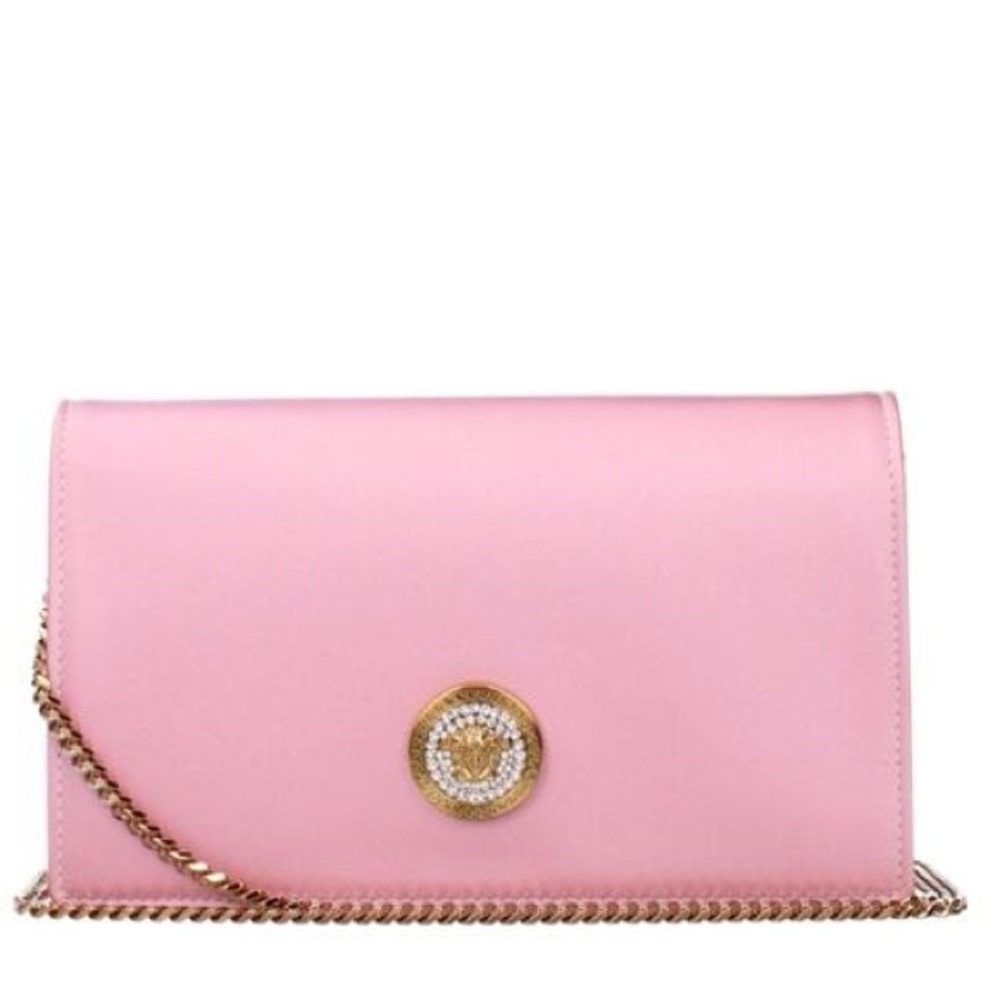 Versace NWT Viscose + Silk Pink Crossbody Clutch